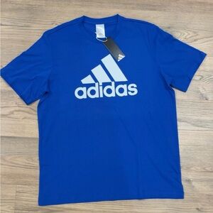 adidas Men’s Crew Tee with Large White Logo - Blue